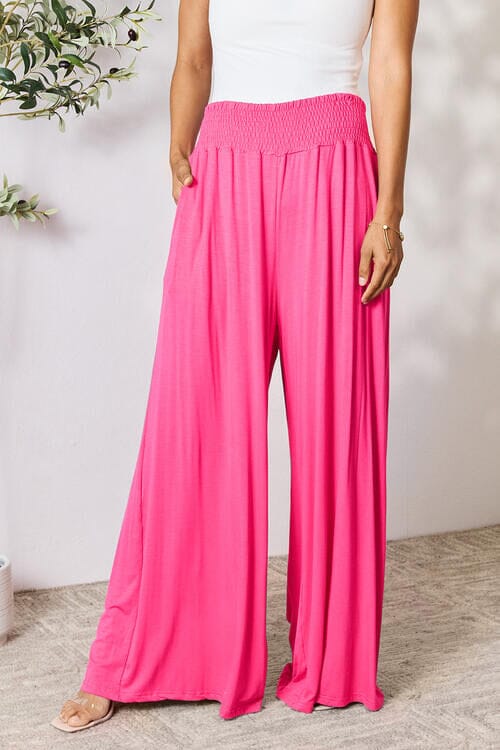 03ebab878aab4ee99406364b0b80a570-Min Double Take Full Size Smocked Wide Waistband Wide Leg Pants - Image 1