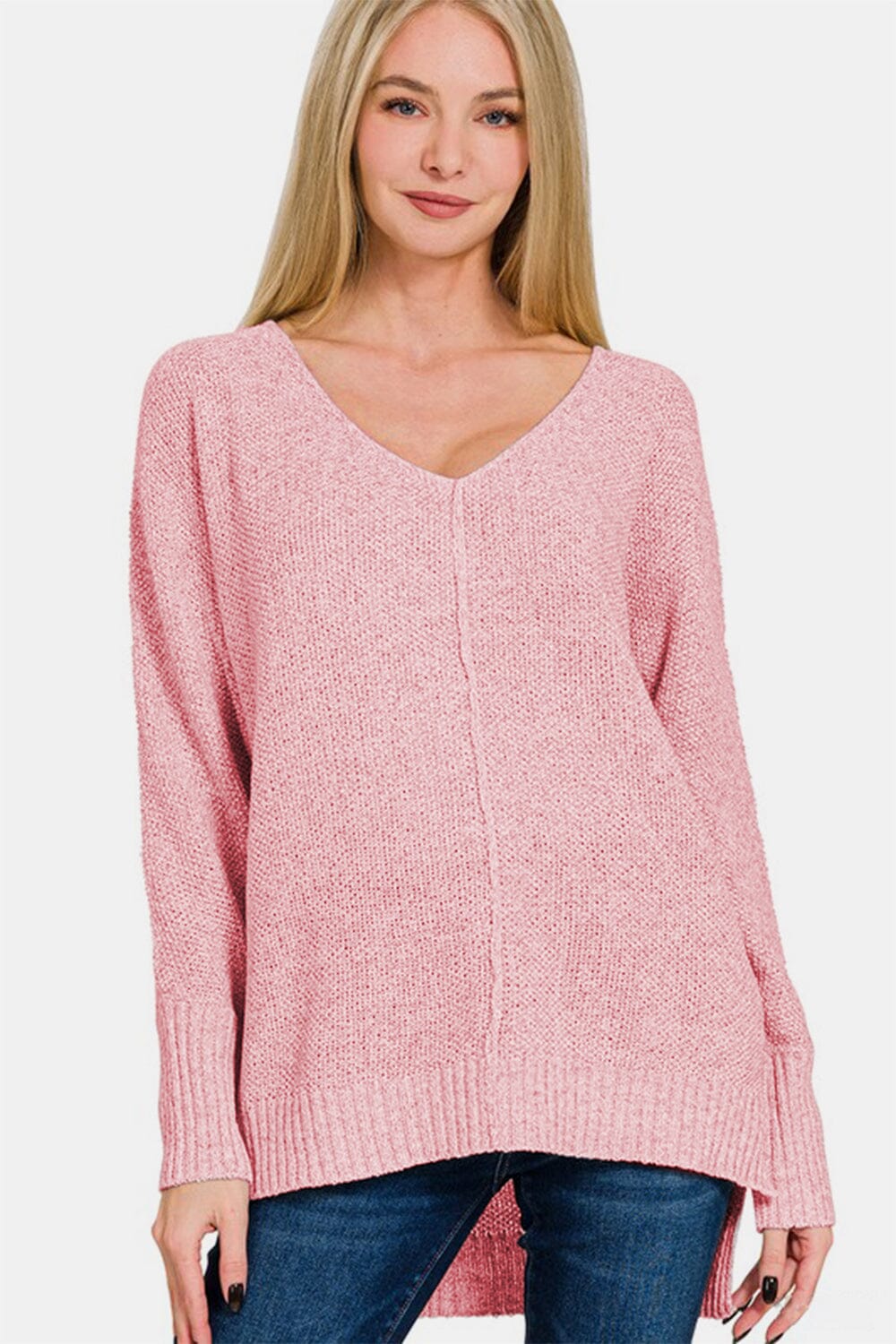 08968c5b-3b1b-4d23-892c-3e371a65b188-Max Zenana High-Low Center Seam V-Neck Sweater - Image 1