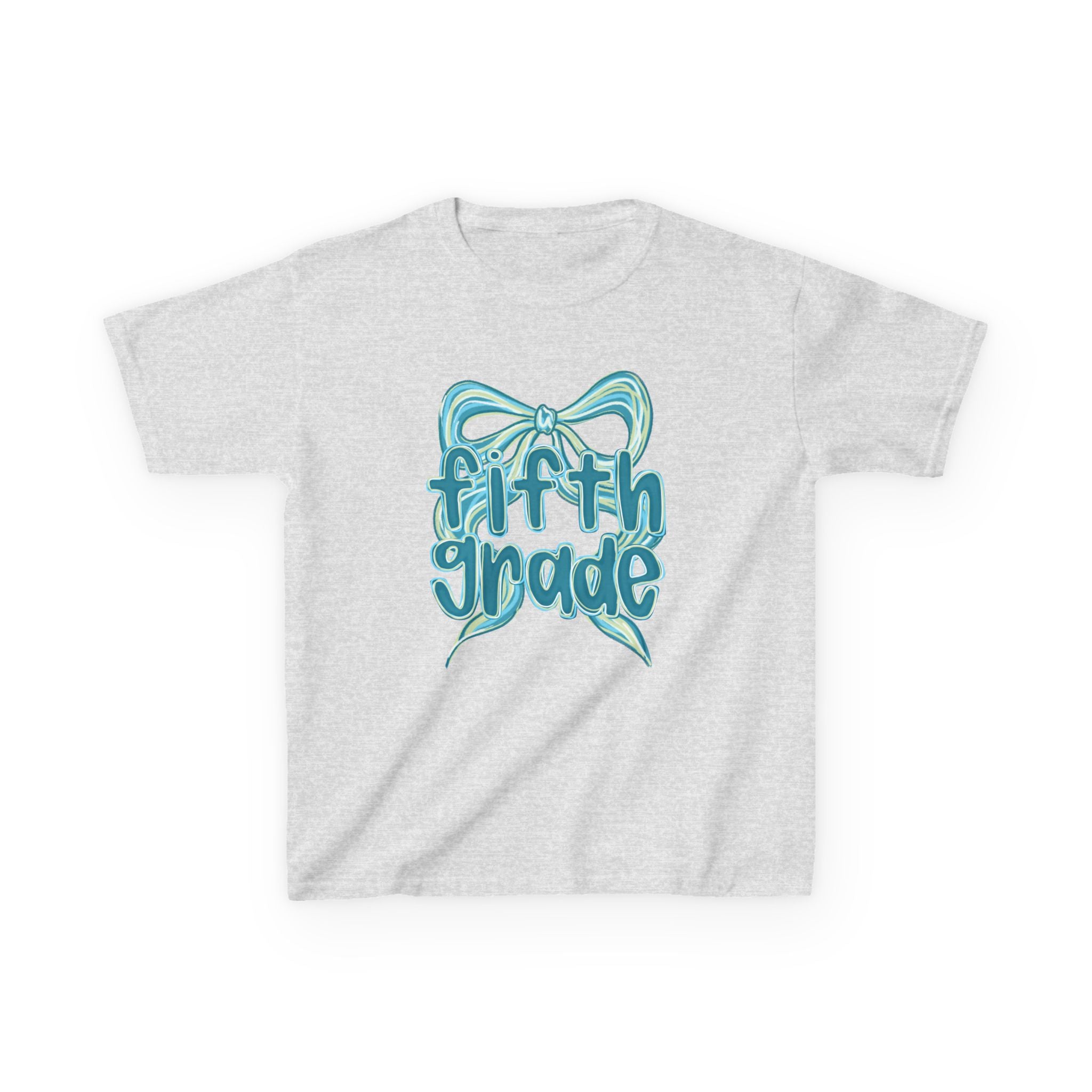1372346644414813887_2048 Fifth Grade Kids Tee Cute Blue Coquette Bow Back to School 5th Grade T-Shirt - Image 1