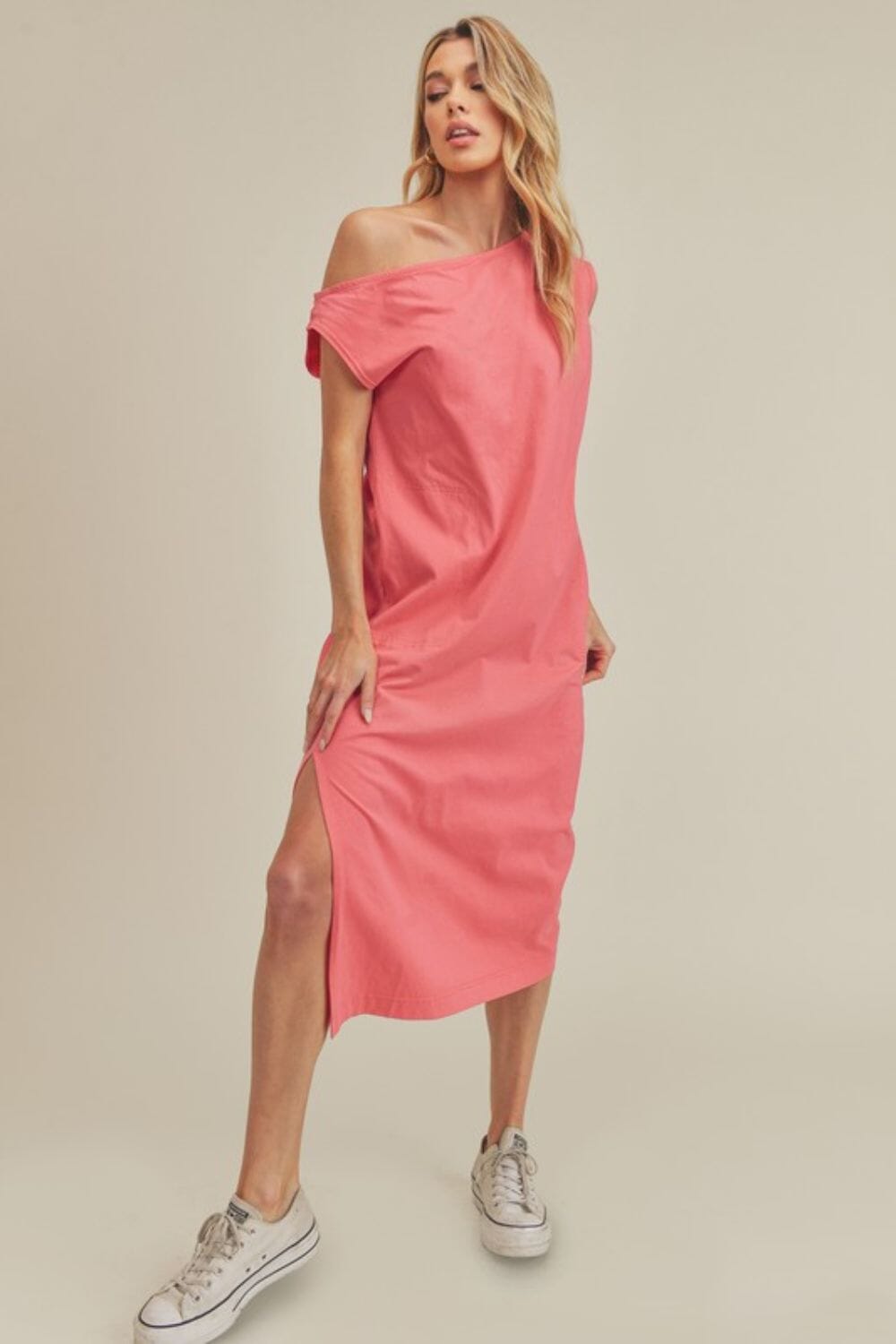 14741d1e-d149-4121-b3aa-395ac68cdb11-Max Aemi + Co Side Slit Round Neck Sleeveless Midi Dress - Image 1