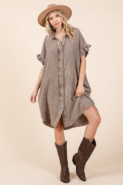 1ada1df8-86ad-4da3-96e1-cb02e515785b-Min Mittoshop Mineral Wash Cotton Gauze Mini Shirt Dress - Image 1