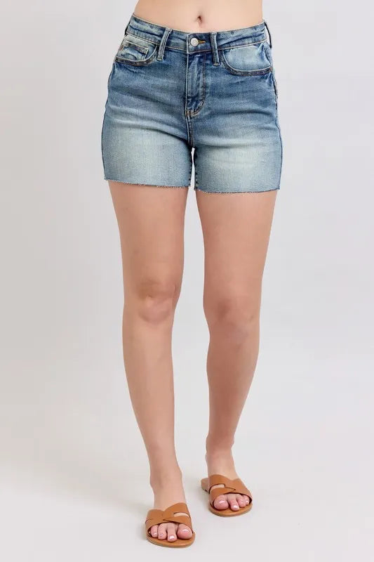 240bbaeb7b864f84ba613674a1d08324-Max-Origin Judy Blue High Waist Star Seam Detail Denim Shorts - Image 1