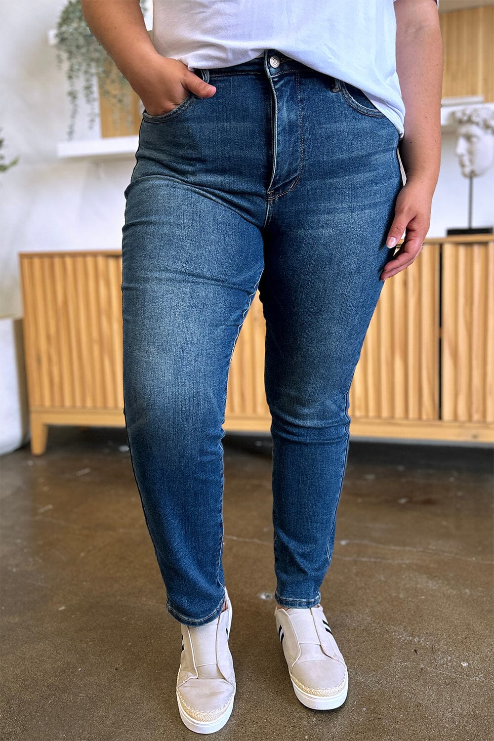 36746e01-395d-4d63-bfbf-6e70a62c8db1-Max Judy Blue Full Size Tummy Control High Waist Slim Jeans - Image 1