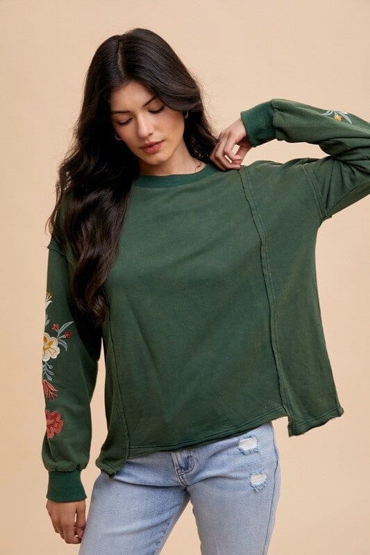 37444de3-d09c-4bc3-8c3c-37344f259483-Max Annie Wear Embroidered Long Sleeve French Terry Top - Image 1