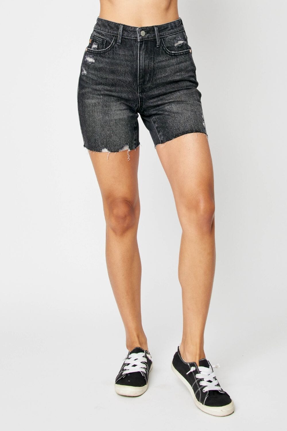 4dc6a57b-adf7-4976-a67d-ca205f33dd5e-Max Judy Blue Full Size High Waist Tummy Control Denim Shorts - Image 1