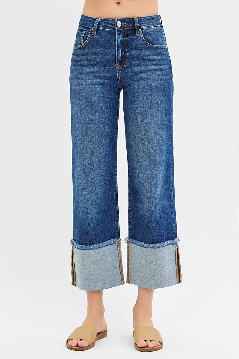 4ed98818506d4aad83d52cabb4540e54-Max-Origin RISEN Full Size Mid Rise Crop Wide Wide Cuffed Jeans Plus Size - Image 1