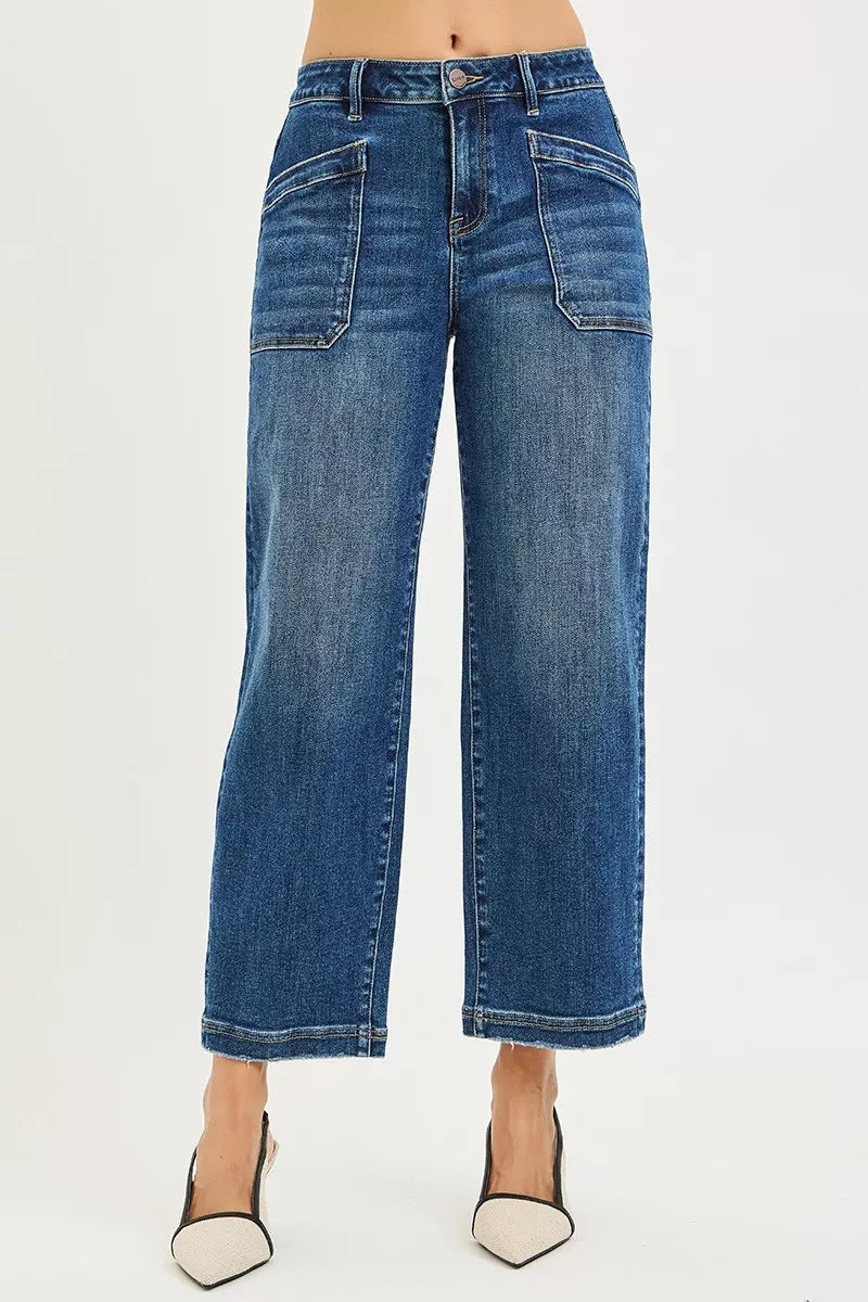 571547cfd60249649884519d7de9e1b6-Max-Origin RISEN Slouchy Cropped Baggy Jeans with Front Patch Pocket - Image 1