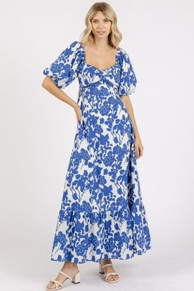 58fd0e9c-77c9-4d6e-9c06-990e1a9fce49-Min Mittoshop Cutout Back Floral Sweetheart Neck Puff Sleeve Dress - Image 1