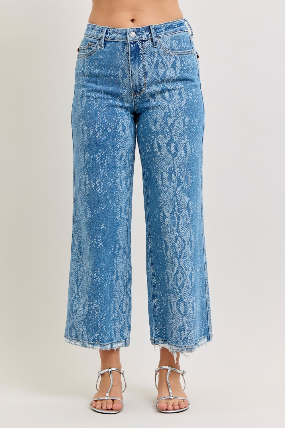 628e201d32ee43ad939c5bc26be6c5b0-Max Judy Blue High Rise Ankle Wide Leg Jeans - Image 1