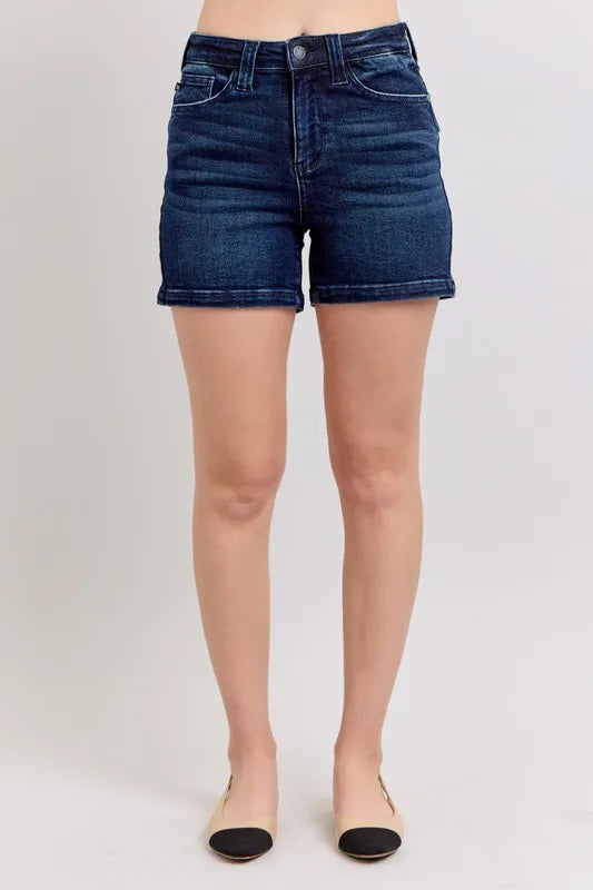 6e84d18622974b2db9b348fc323aaca1-Max-Origin Judy Blue High Waist Back Flap Pocket Denim Shorts - Image 1