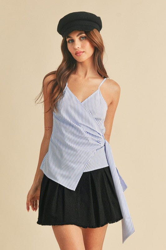 75afa4aa-6904-41ff-9e83-88c43e5bcb0d-Max Aemi + Co Side Knotted Surplice Striped Cami - Image 1