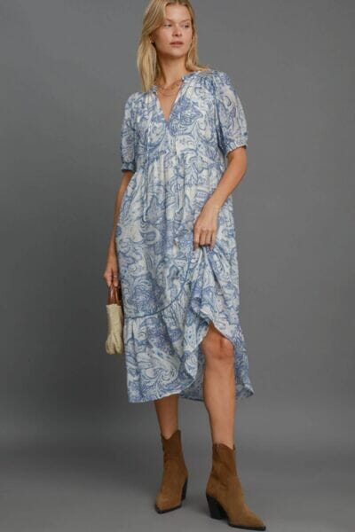 7e05fa73-4df8-429b-befc-149dc0e56775-Min Umgee Full Size Printed Puff Short Sleeve Midi Dress Plus Size - Image 1