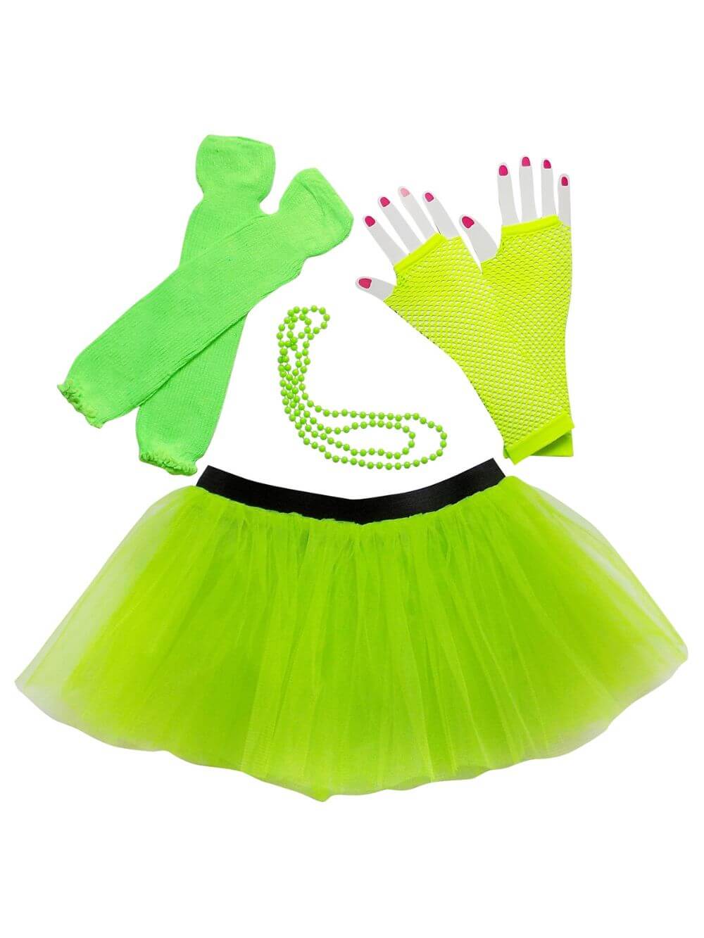 80_s_Lime 80s Costume for Teens or Women in Neon Lime Green with Tutu & Accessories - Image 1