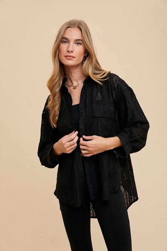 823f2130-ae22-4846-b0dd-7868c8155997-Max Annie Wear Openwork Button Down Drop Shoulder Shirt - Image 1