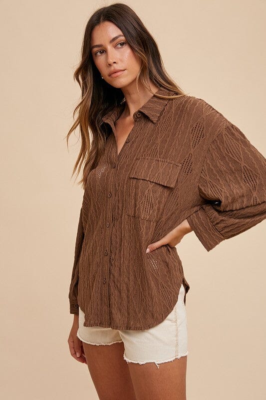 8bf9fa29-2e65-4370-8cd4-8d2cfee42538-Max Annie Wear Openwork Button Down Drop Shoulder Shirt - Image 1