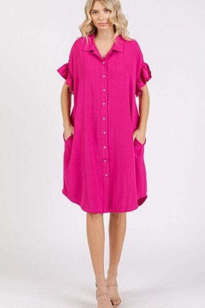 9a25a2ee-fd6c-4c75-befc-35eaa7937c18-Min Mittoshop Button Down Flounce Sleeve Dress with Pockets - Image 1