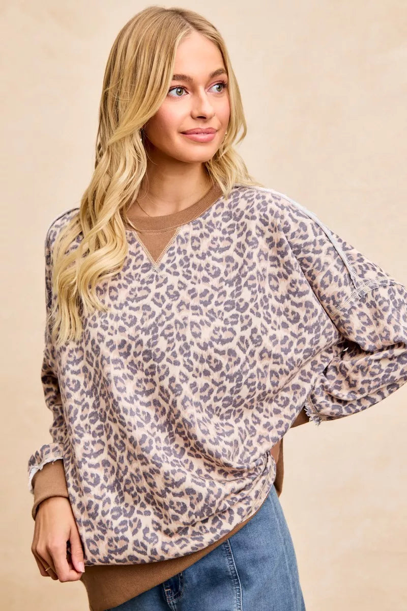 9a6166a81f894a8090a89f9d23096fc8-Max-Origin BiBi Leopard Printed French Terry Sweatshirt - Image 1