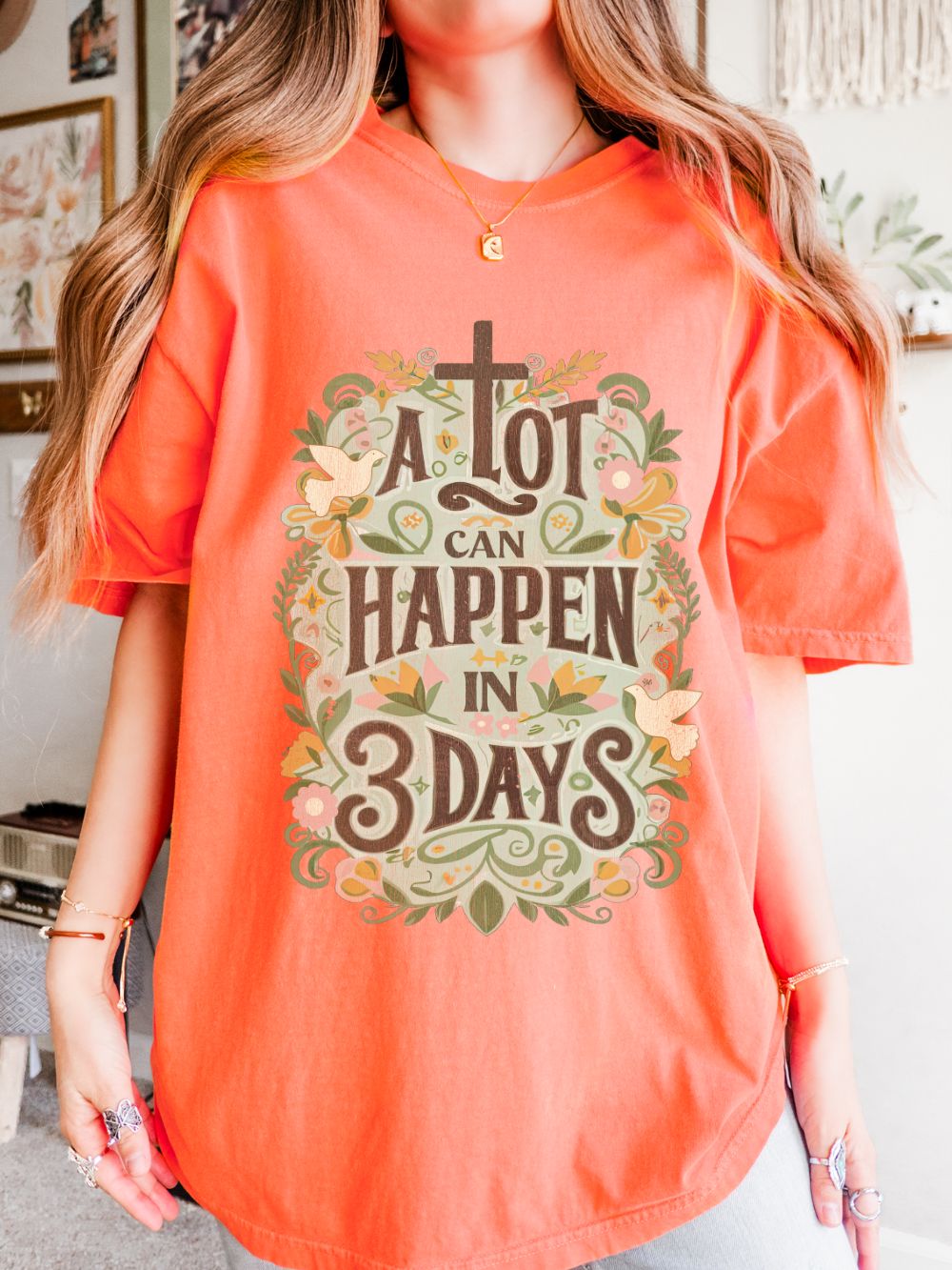 A_Lot_Can_Happen_Melon A Lot Can Happen in 3 Days T-Shirt Christian Faith Graphic Unisex Distressed Tee - Image 1