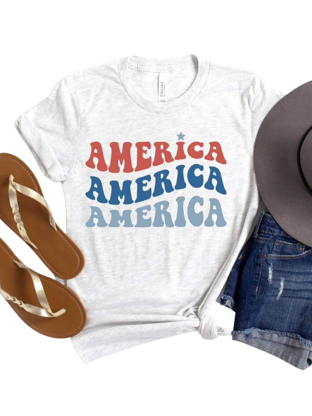 AmericaAsh_13b31064-fc2e-4aeb-9e30-2dbc464677f6 America America Retro Tee Patriotic 4th of July T-Shirt - Image 1