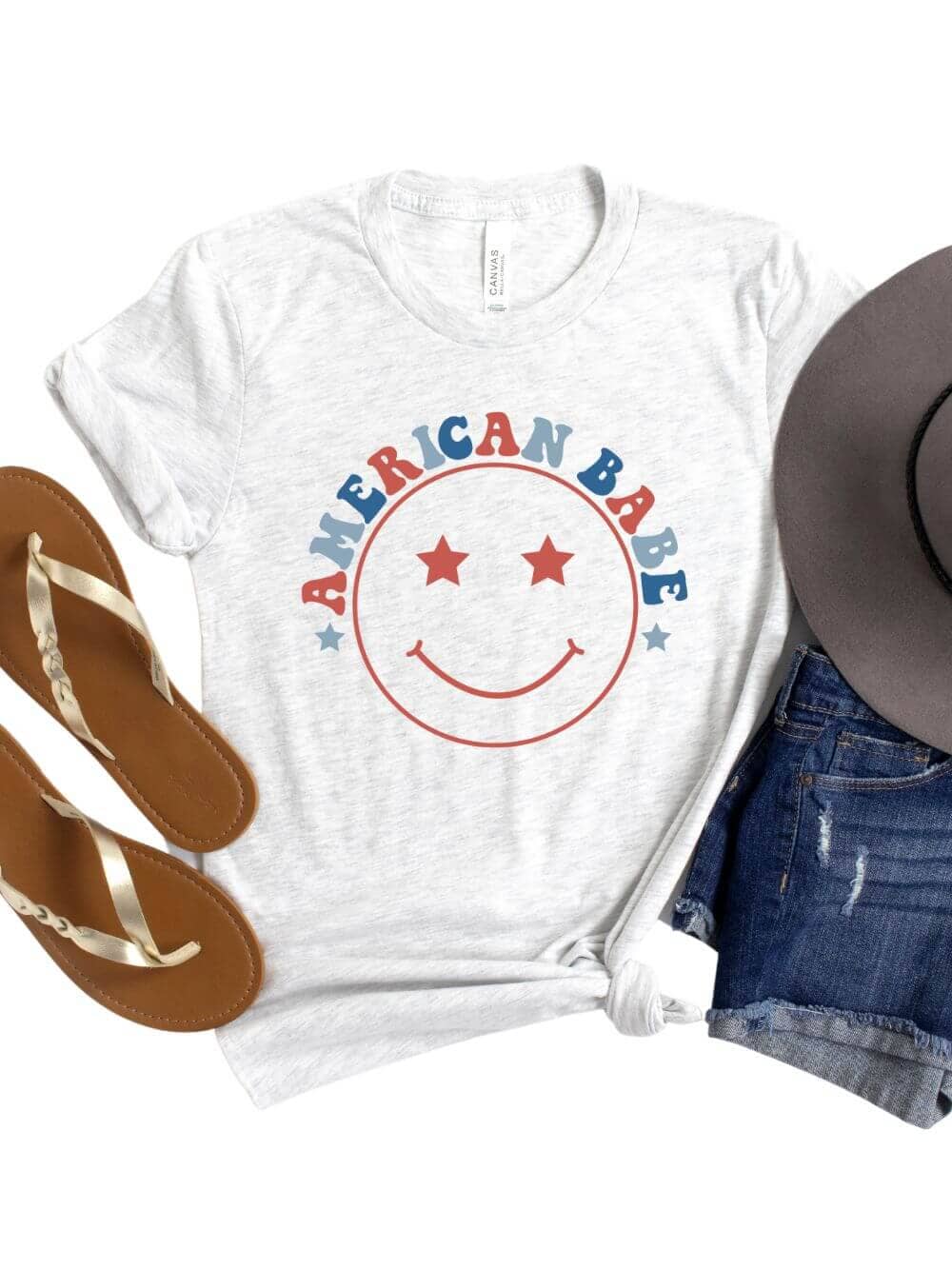 AmericanBabeAsh American Babe Patriotic 4th of July Patriotic Graphic T-Shirt - Image 1