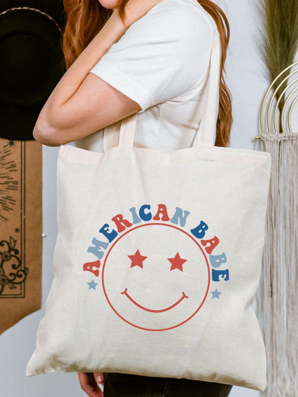 American_Babe_Tote American Babe Patriotic Cotton Canvas Tote Bag - Image 1