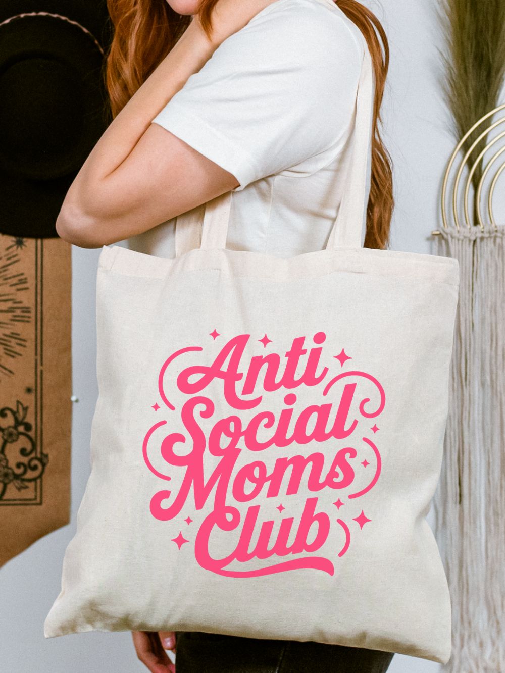 Anti_Social_Mom_s_Club_Tote Anti Social Moms Club Cotton Canvas Grocery & Everyday Tote Bag - Image 1