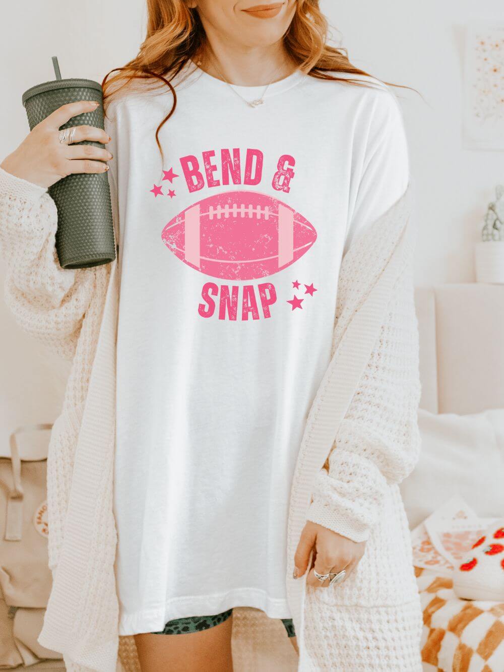Bend_Snap_Pink_White Bend & Snap Football T-Shirt Unisex Tee Comfort Colors Sports Lover Short Sleeve Graphic T-Shirt - Image 1