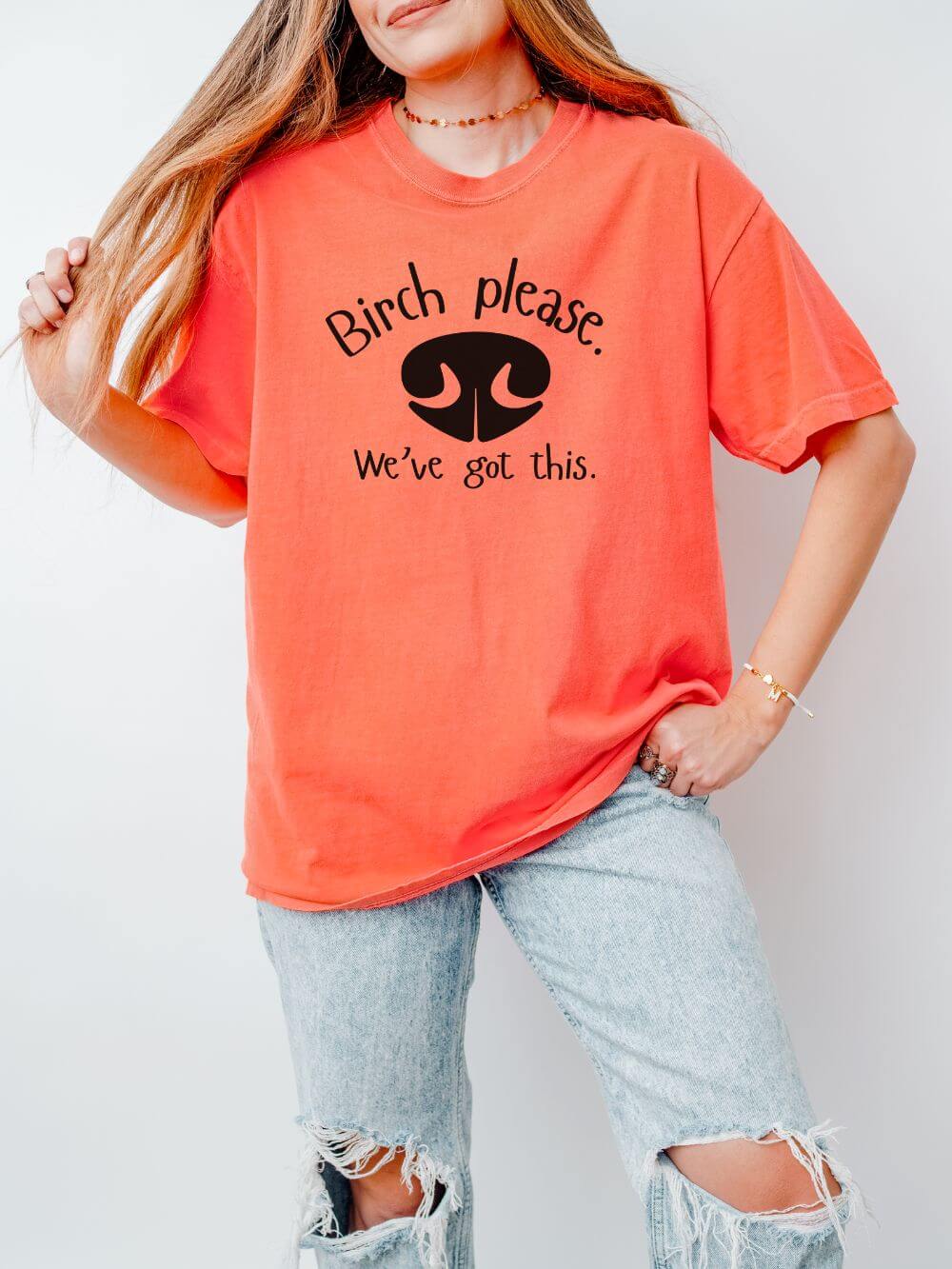 Birch_Please_Bright_Salmon Birch Please We've Got This Dog Scent Sport Nosework Comfort Colors Unisex T-Shirt - Image 1