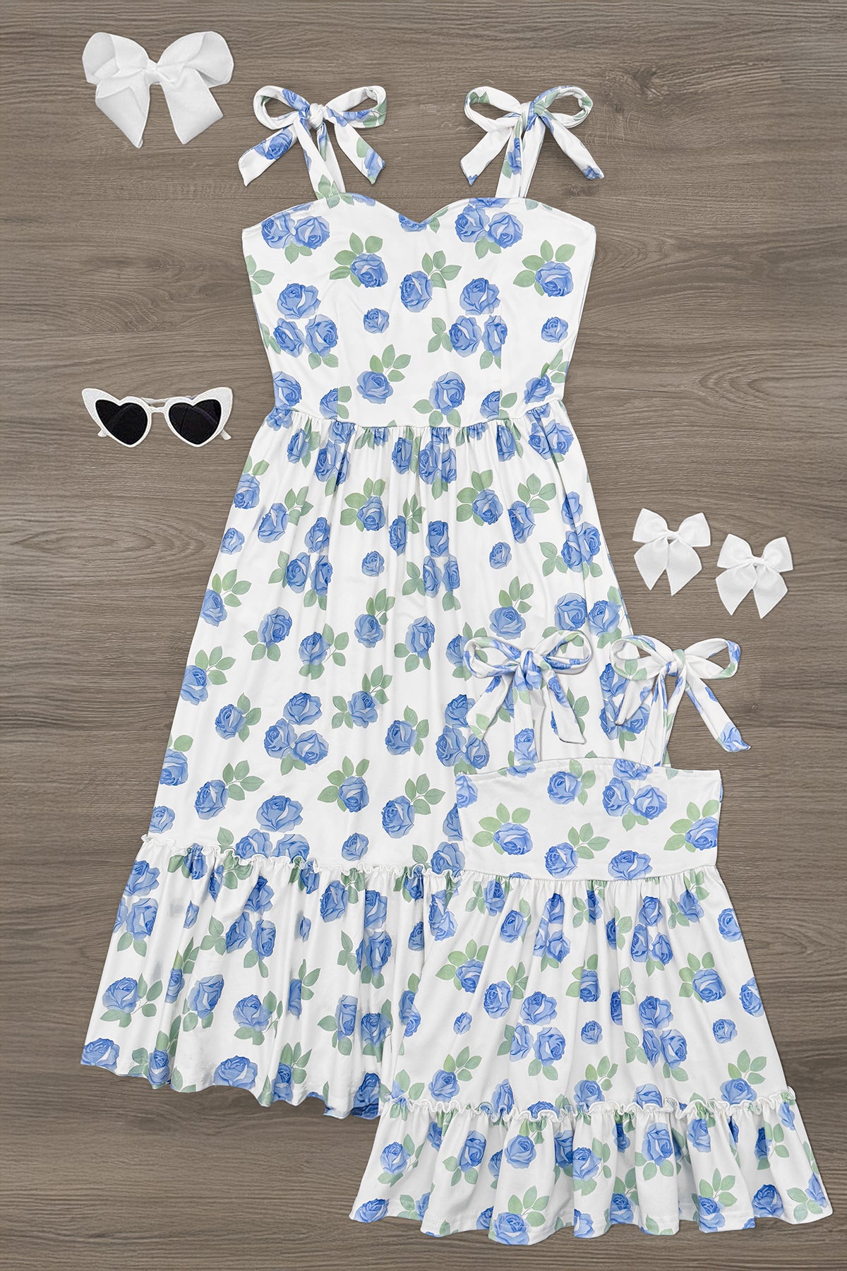 BlueRosetiemomandmedress Mom & Me - Blue Rose Dress - Image 1