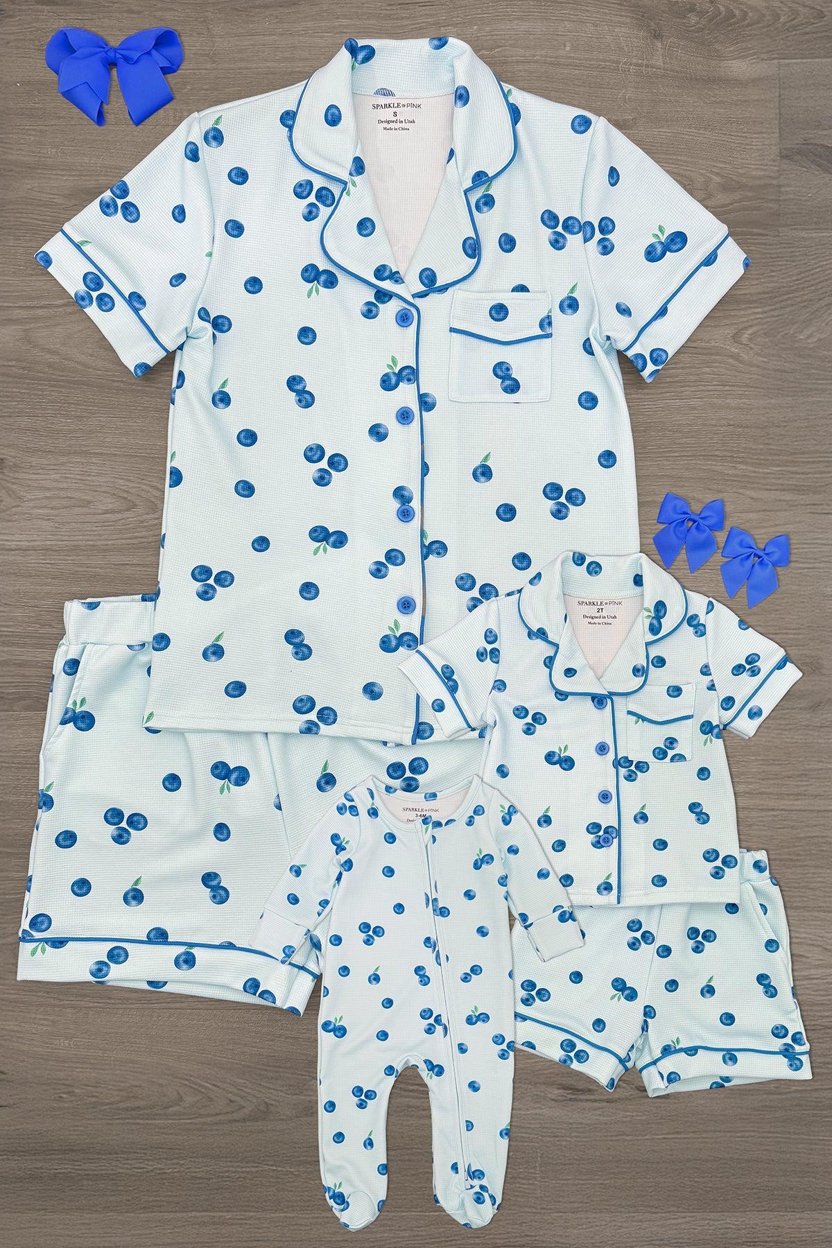 BlueberryPajamasMomandme Mom & Me - Blueberry Waffle Knit Pajamas - Image 1