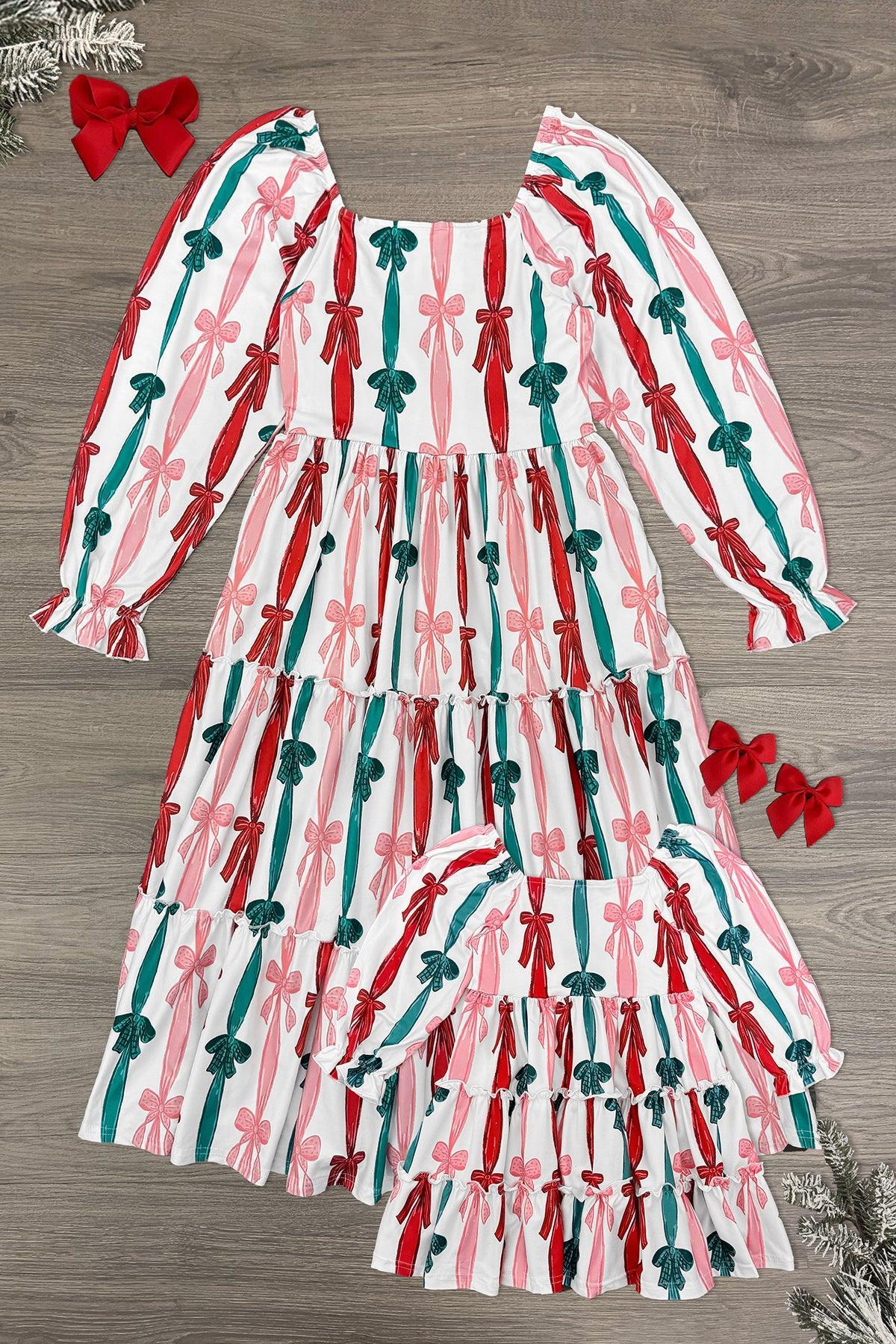 BowDressMomandMe_6bf7484b-b0f8-44af-bf78-b08e3632f9be Mom & Me - Christmas Bows Dress - Image 1