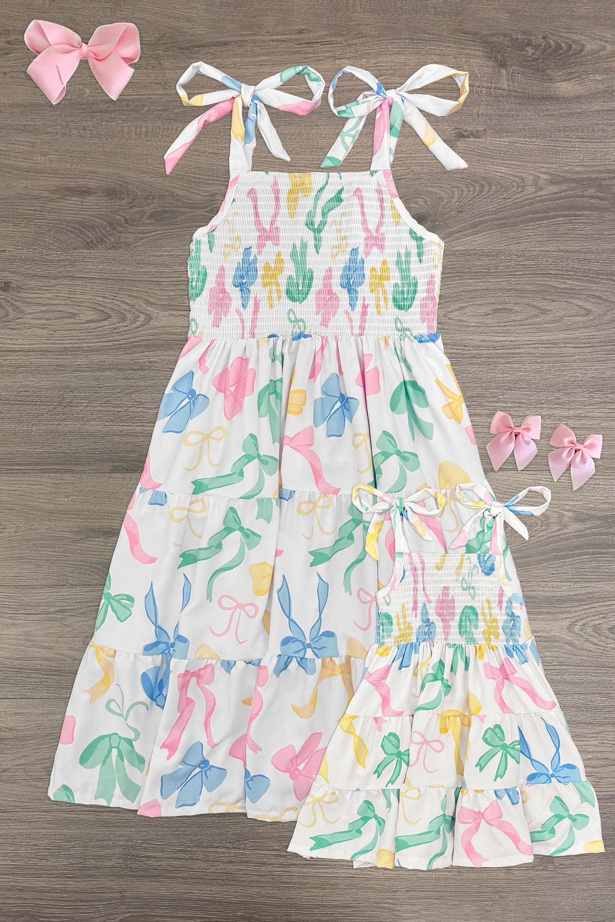 BowDress_3c277607-ae93-4ae7-b9cf-e61718ef2331 Mom & Me - Pastel Bows Ruffle Dress - Image 1