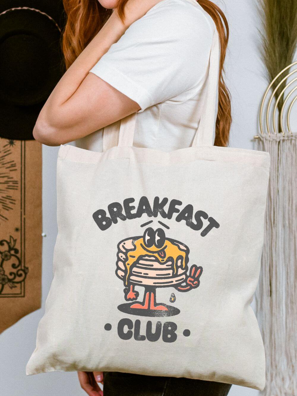 Breakfast_Club_Tote Breakfast Club Pancake Stack Cute Cotton Canvas Tote Bag - Image 1