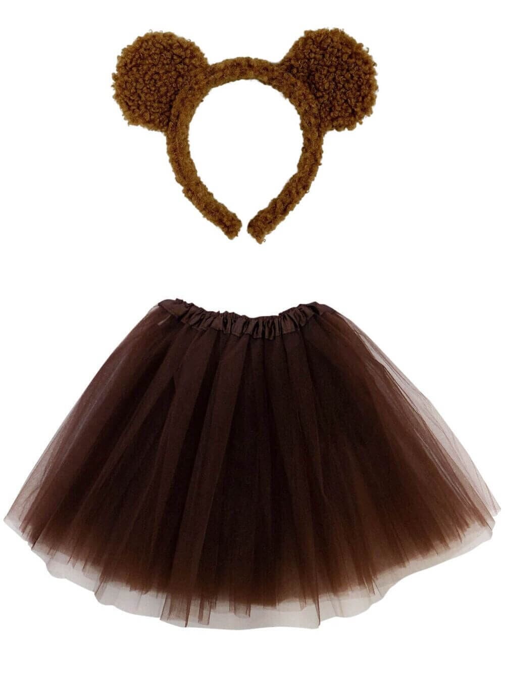BrownBearTutuCostumeAdult Brown Bear Costume Set for Adults & Plus Size – Bear Ears Headband & Brown Tutu Skirt – Fun Halloween & Cosplay Outfit - Image 1