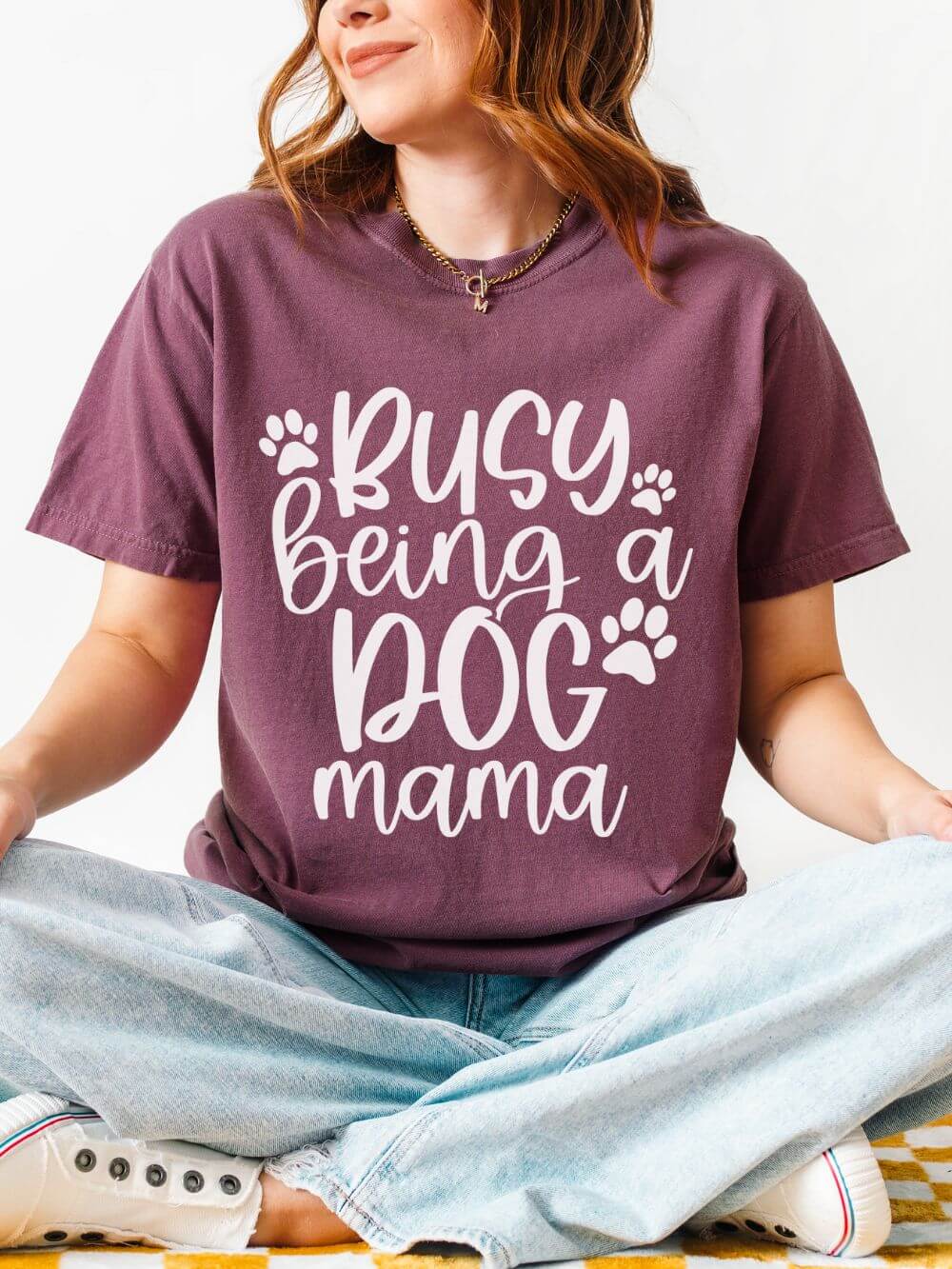 Busy_Dog_Mom_Berry Busy Being a Dog Mama T-Shirt Cute Dog Lover Graphic Tee - Image 1