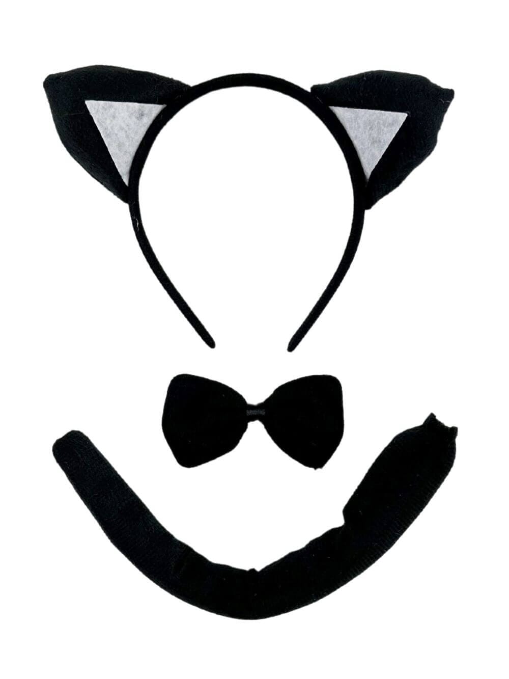 CatHeadband Black Cat Headband Ears & Tail, Kid or Adult Costume Accessories Set Individual or Wholesale Bulk Multipack - Image 1
