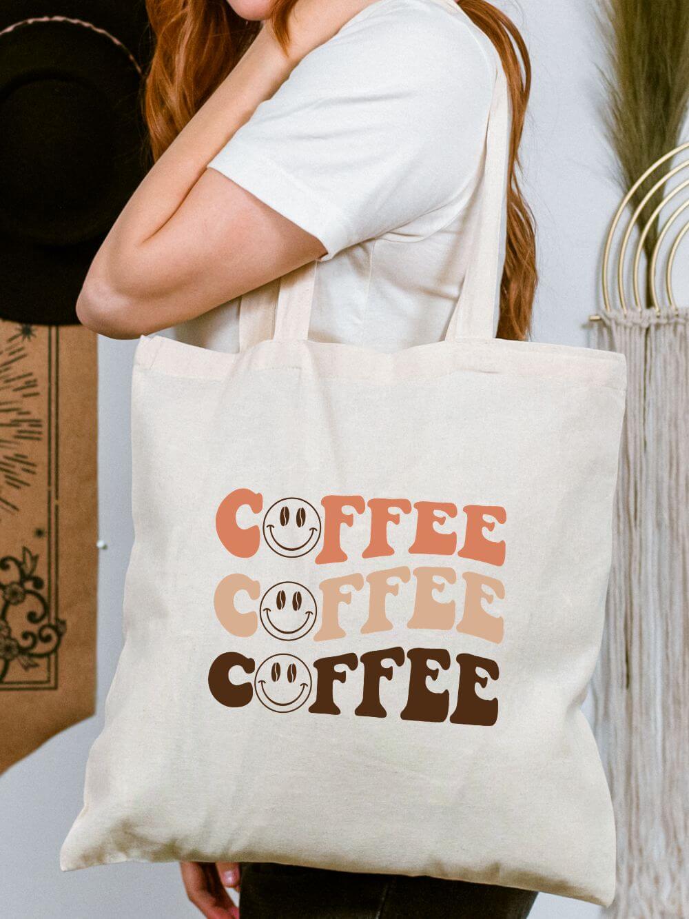 Coffee_Coffee_Coffee_Tote Coffee Coffee Coffee Smile Cotton Canvas Tote Bag - Image 1