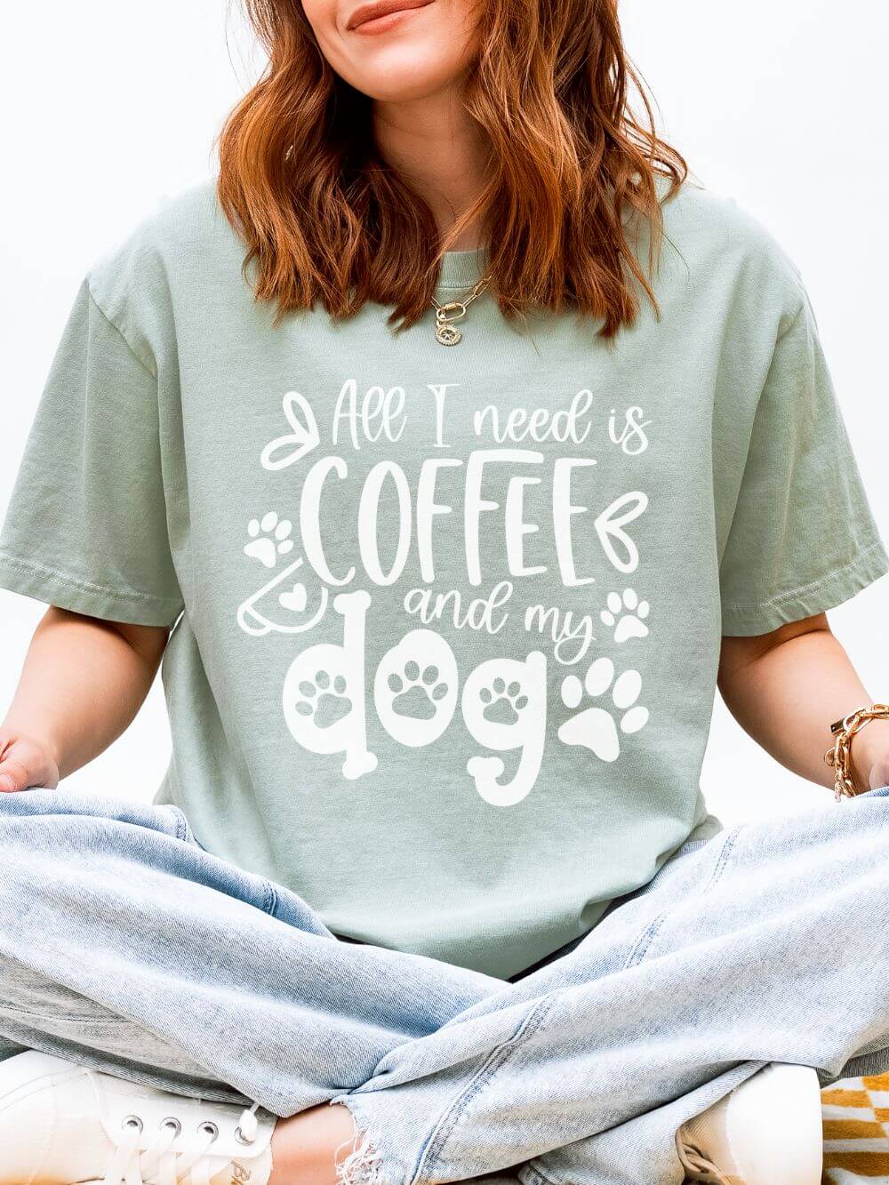 Coffee_My_Dog_Bay Coffee and My Dog T-Shirt Cute Dog Lover Coffee Graphic Tee - Image 1