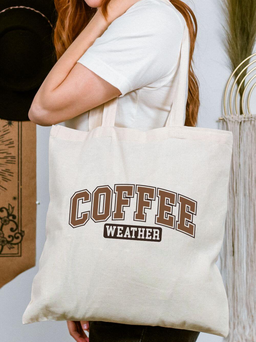 Coffee_Weather_Tote Coffee Weather Cotton Canvas Tote Bag - Image 1