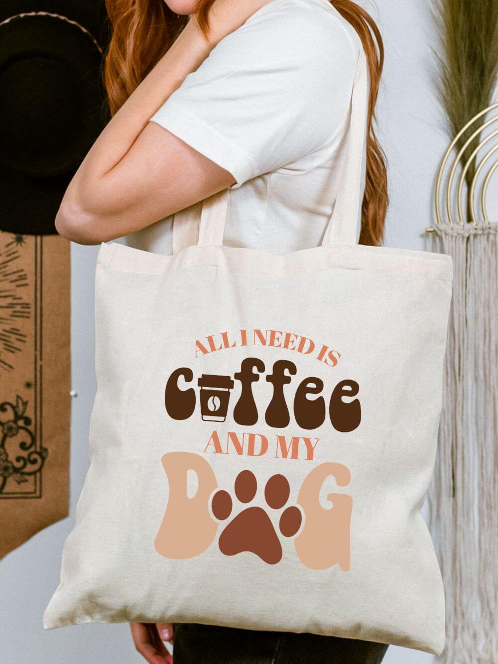 Coffee_and_My_Dog_Tote All I Need Is Coffee and My Dog Cotton Canvas Tote - Image 1
