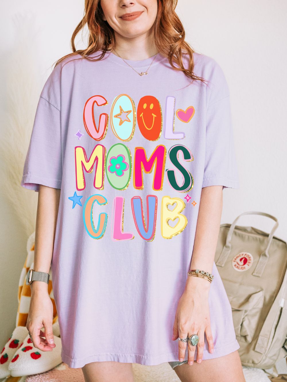 Cool_Moms_Club_Orchid Cool Moms Club T-Shirt Colorful Retro Graphic Tee for Moms - Image 1