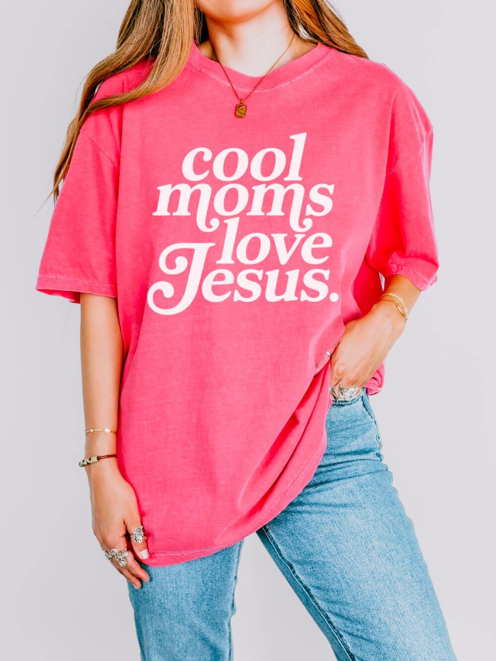 Cool_Moms_Love_Jesus_Crunchberry Cool Moms Love Jesus Graphic T-Shirt Christian Mom Graphic Tee - Image 1