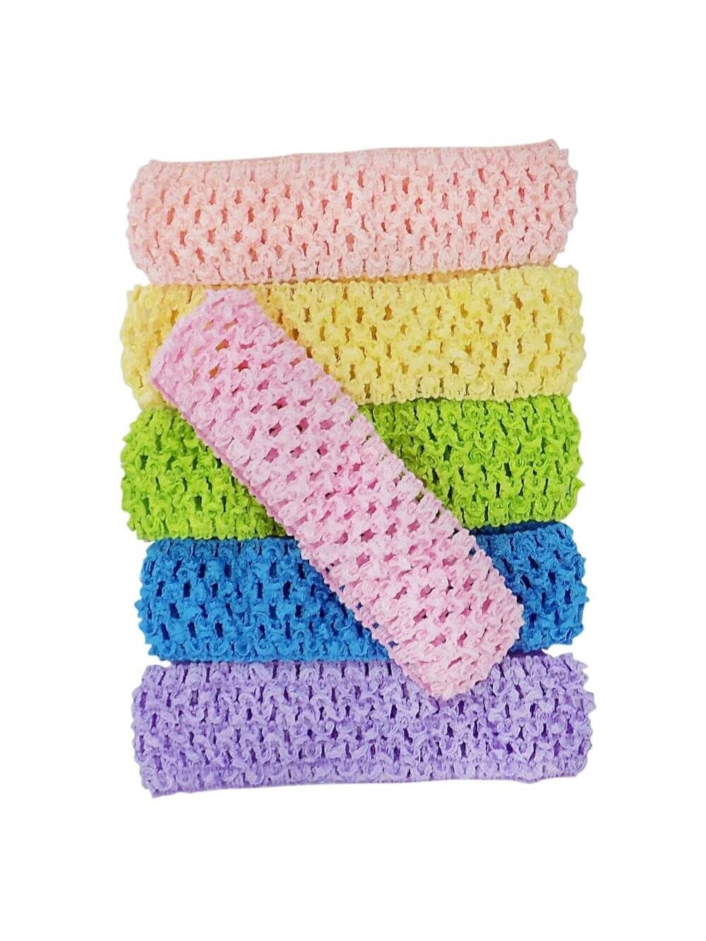 Crochet_HP_Pastels Pretty Pastels - 6 Pack 1.5" Elastic Crochet Headbands - Image 1