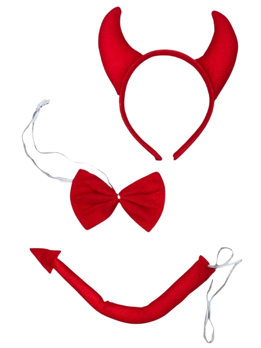 DevilHeadbandTail Red Devil Headband, Bow Tie, & Tail, Kid or Adult Costume Accessories Individual or Wholesale Bulk Multipack - Image 1