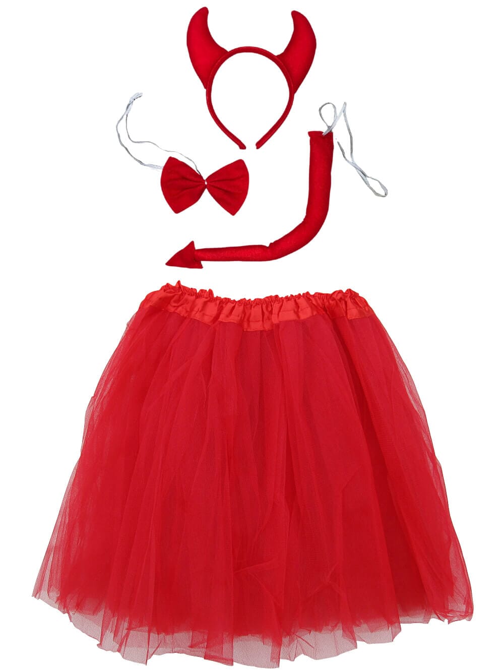 DevilTutuCostumeAdult_1-1 Red Devil Costume Set for Adults & Plus Size – Tutu Skirt, Tail & Horns Headband – Fiery Outfit for Halloween & Cosplay - Image 1