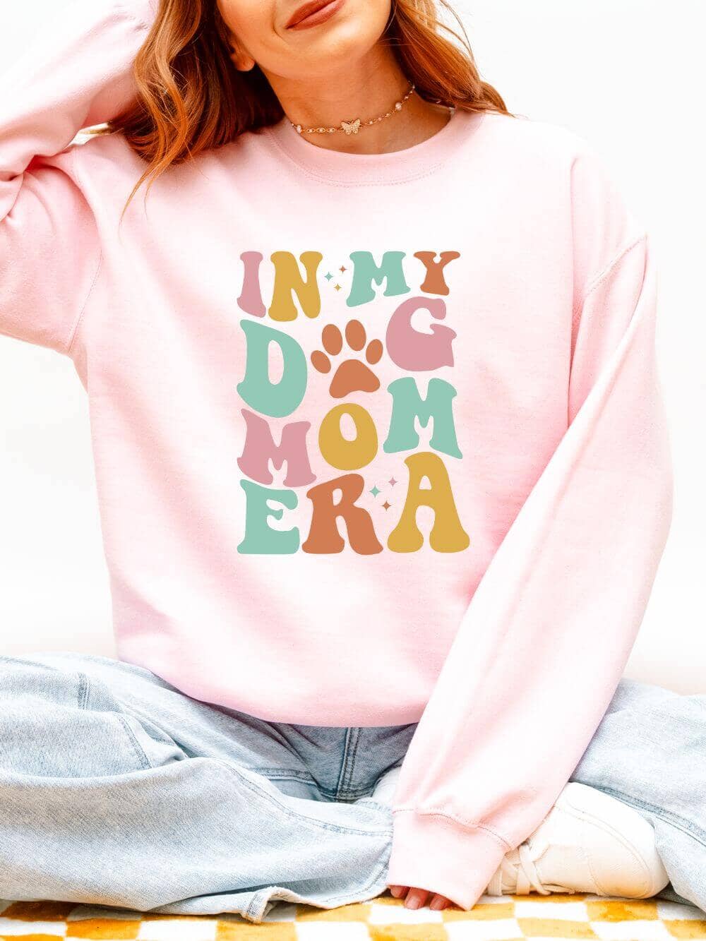 DogMomEraPink In My Dog Mom Era Heavy Blend Crewneck Graphic Sweatshirt - Image 1