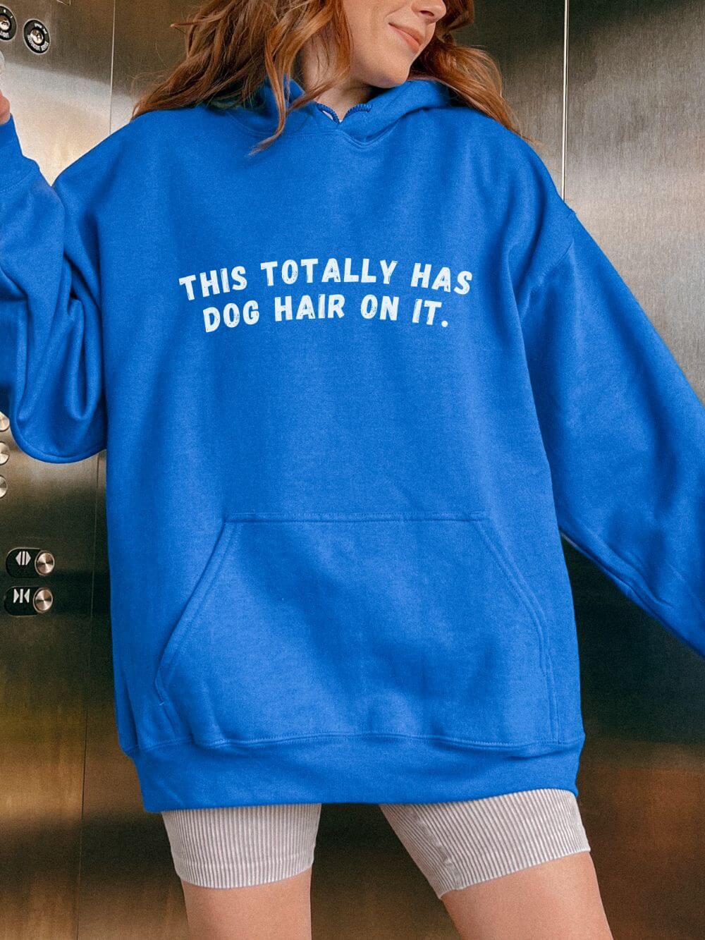 Dog_Hair_Royal This Totally Has Dog Hair On It Cozy Pet Lover Pullover Hoodie Hooded Sweatshirt - Image 1
