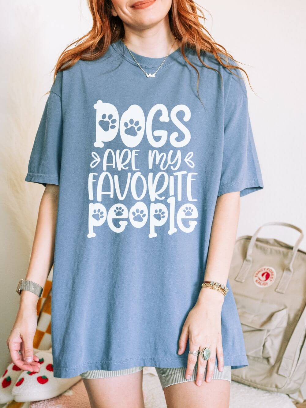Dogs_Favorite_People_Blue_Jean Dogs Are My Favorite People T-Shirt Dog Lover Graphic Tee - Image 1