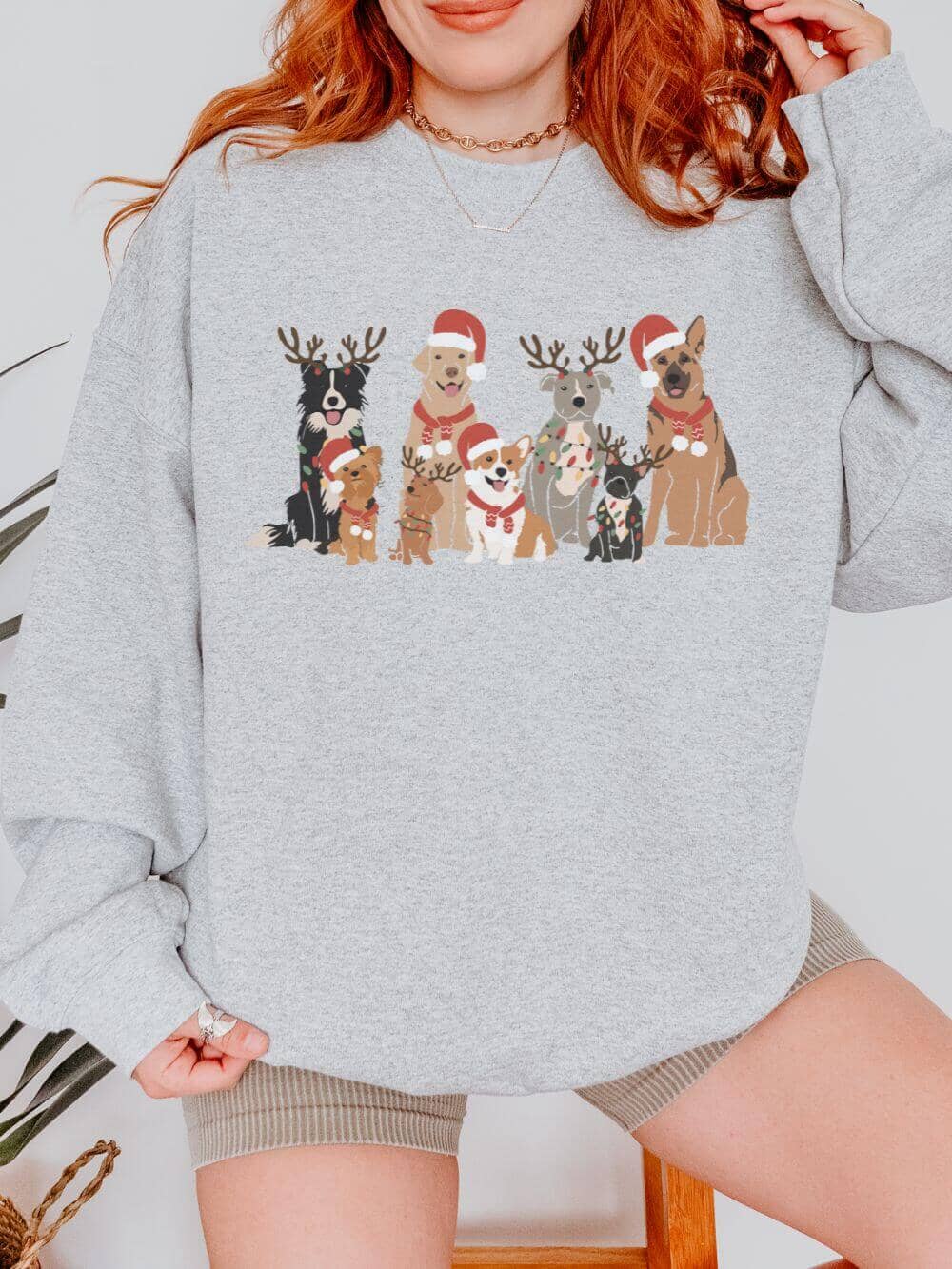 DogsofChristmasAsh Dogs of Christmas Heavy Blend Unisex Crewneck Graphic Sweatshirt - Image 1