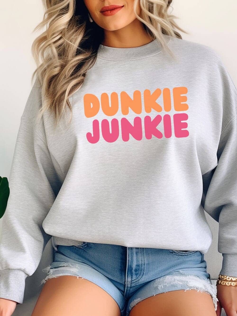 Dunkie-Ash Dunkie Junkie Unisex Heavy Blend™ Crewneck Sweatshirt for Coffee Lovers - Image 1